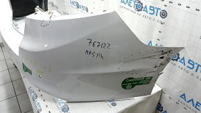 Бампер задний голый Ford Fusion mk5 13-18 под парктроники, белый, надорван, примят, сломаны крепления, царапины