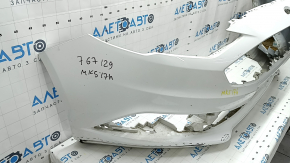 Бампер передний голый Ford Fusion mk5 17-18 без парктроников, белый, Y.C.C. Тайвань, CAPA, надорван, примят, сломаны крепления, царапины