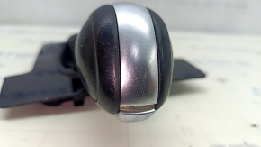 Buton de viteză cu plăcuță schimbător VW Passat b8 16-19 16- piele SUA neagră, plăcuță lucioasă, tip 2, zgârieturi și zgârieturi pe piele