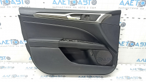 Garnitură portiere față stânga Ford Fusion mk5 17-20 negru cu inserție din piele neagră, turnare din lemn, cotieră din piele, stick de memorie, dent, plastic alb, uzat