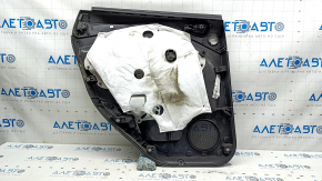 Обшивка двери карточка задняя правая Ford Escape MK3 17-19 рест черная с черной вставкой пластик, подлокотник черная кожа, с хром ручкой, под пищалку, царапины