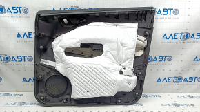 Обшивка двери карточка передняя левая Ford Escape MK3 17-19 рест, черная, подлокотник кожа, с хром ручкой, царапины, примята