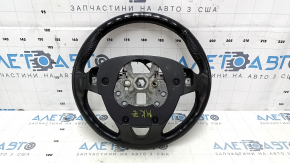 Руль голый Lincoln MKZ 13-20 кожа черный, с накладкой под дерево, потерт, вмятины, царапины