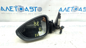 Зеркало боковое левое в сборе VW Passat b8 16-19 USA 10+2 пинов, поворотник, BSM, черный, царапины