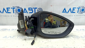 Зеркало боковое правое в сборе VW Passat b8 16-19 USA 10+2 пинов, поворотник, BSM, черный, царапины