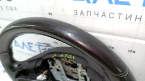 Руль голый Chevrolet Volt 11-15 кожа черный, с графит накладкой, без кнопок, трещины на коже, царапины