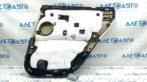 Обшивка двери карточка задняя левая BMW X1 F48 16-22 кожа Dakota бежевая с черным beige/schwarz, подсветка, вставка под дерево, подлокотник бежевая кожа, с ручкой и накладками, надрыв, царапины, под ч