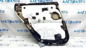 Обшивка двери карточка задняя правая BMW X1 F48 16-22 кожа Dakota бежевая с черным beige/schwarz, подсветка, вставка под дерево, подлокотник бежевая кожа, с ручкой и накладками, царапины, под чистку