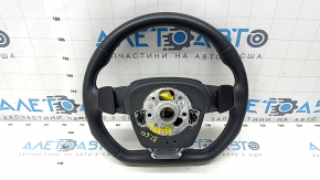 Руль в сборе Audi Q5 80A 18-20 кожа черная с серой строчкой, скошенный, S-Line, с кнопками и Airbag, царапины