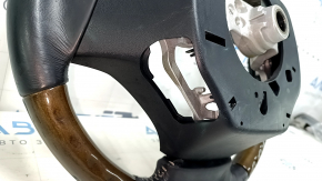 Руль голый Lexus ES300h ES350 13-15 дорест, кожа черн, темное дерево, без заглушки, царапины, тычки