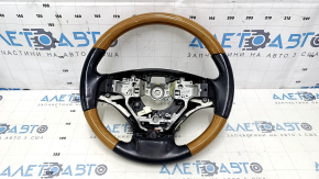 Руль голый Lexus ES300h ES350 13-16 дорест, кожа черная, светлое дерево, подогрев, царапины, тычки