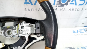 Руль голый Lexus ES300h ES350 13-16 дорест, кожа черная, светлое дерево, подогрев, царапины, тычки