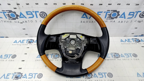 Volanul gol Lexus RX350 RX450h 10-12, cu finisaj negru din piele și lemn deschis, defecte la piele și lemn