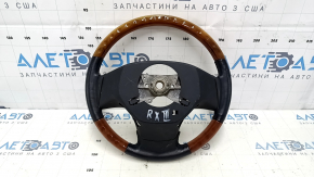 Руль голый Lexus RX350 RX450h 10-12 дорест кожа черный, светлое дерево, царапины, тычки, потертости