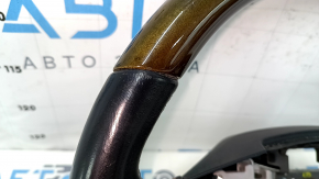 Руль голый Lexus ES300h ES350 13-15 дорест, кожа черная, темное дерево, царапины, тычки, потертости