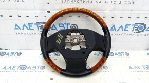 Руль голый Lexus RX350 RX450h 10-12 дорест кожа черный, светлое дерево, царапины, тычки, потертости