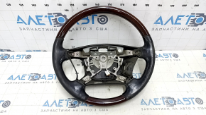 Руль голый Lexus LS460 LS600h 07-12 черная кожа, красное дерево, с подогревом, под перешив, царапины, затертый