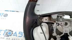 Руль голый Lexus LS460 LS600h 07-12 черная кожа, красное дерево, с подогревом, под перешив, царапины, затертый