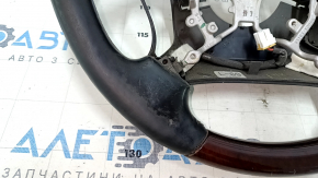 Руль голый Lexus LS460 LS600h 07-12 черная кожа, красное дерево, с подогревом, под перешив, царапины, затертый