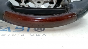 Руль голый Lexus LS460 LS600h 07-12 черная кожа, красное дерево, с подогревом, под перешив, царапины, затертый