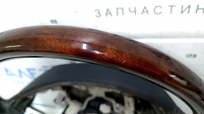 Руль голый Lexus LS460 LS600h 07-12 черная кожа, красное дерево, с подогревом, под перешив, царапины, затертый