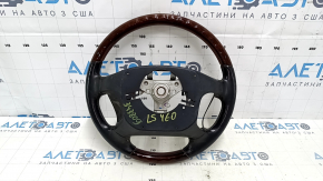 Руль голый Lexus LS460 LS600h 07-12 черная кожа, красное дерево, с подогревом, под перешив, царапины, затертый