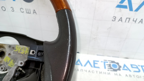 Руль голый Lexus RX350 RX450h 10-12 дорест, кожа коричневая с темным деревом, протерта кожа, трещина на накладке