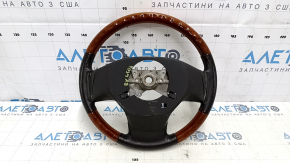 Руль голый Lexus RX350 RX450h 10-12 дорест, кожа коричневая с темным деревом, протерта кожа, трещина на накладке
