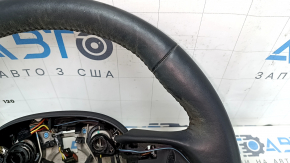 Руль голый Jeep Compass 17-21 кожа, черный, с накладками, с подогревом, царапины, под химчистку, тычки