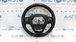 Руль голый Jeep Grand Cherokee WK2 14-22 кожа черная, с накладкой, с подогревом, царапины, тычки