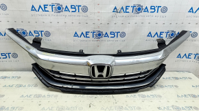 Решетка радиатора grill Honda Accord 16-17 hybrid, в сборе, с хромом, песок, тычки