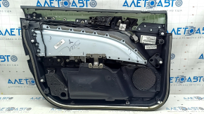 Обшивка двери карточка передняя правая Ford Fusion mk5 17-20 titanium, черная с черной вставкой кожа, подлокотник кожа, молдинг графит, с накладкой стеклоподъемника, царапины