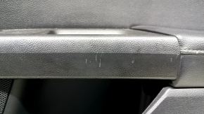 Обшивка двери карточка задняя правая Ford Fusion mk5 17-20 titanium, черная кожа с черной вставкой кожа, подлокотник кожа, молдинг графит, с накладкой стеклоподъемника, царапины