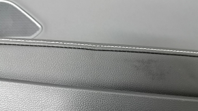 Обшивка двери карточка задняя правая VW Tiguan 22-24 черная, подлокотник кожа черная белая строчка, вставка кожа черная, с ручкой, царапины, вмятина