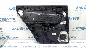 Обшивка двери карточка задняя правая VW Tiguan 22-24 черная, подлокотник кожа черная белая строчка, вставка кожа черная, с ручкой, царапины, вмятина