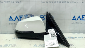 Зеркало боковое правое в сборе BMW 5 F10 14-16 9 пинов, поворотник, подогрев, BSM, камера, белое, царапины, потертость, песок