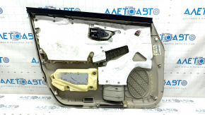 Обшивка двери карточка передняя правая Toyota Prius 30 10-15 бежевая, с бежевой вставкой ткань, с ручкой, уплотнителем и серой накладкой, царапины, под химчистку