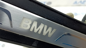 Накладка порога внешняя задняя левая BMW 5 F10 11-16 черная с хром, подсветка, повреждение водой, рабочая