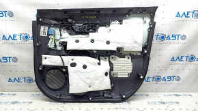 Обшивка двери карточка передняя левая Toyota Venza 21-22 XLE, Limited черная, кожа, под память сиденья, темно-серая накладка, с ручкой, потертости
