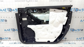 Обшивка двери карточка передняя левая Ford Explorer 20-20 кожа черная, Platinum, подлокотник и вставка черная кожа с коричневой строчкой,с ручкой, подсветка, царапины