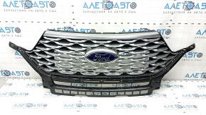 Решетка радиатора grill с каркасом и хромом в сборе Ford Explorer 20-25 под камеру, Platinum, с эмблемой