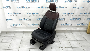 Водительское сидение Ford Explorer 20-24 с AIRBAG, электрическое, подогрев, вентиляция, память, кожа черно-коричневая, Platinum, трещины, царапина, сломано крепление накладки