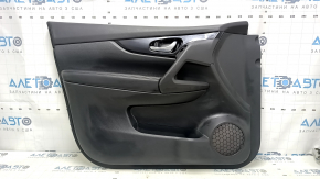 Garnitură portiere față stânga Nissan Rogue Sport 17-22 negru, piele cotieră neagră, suprapunere albastru lucios