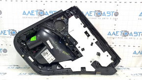 Обшивка двери карточка задняя левая BMW X3 G01 18-21 кожа бежевая, вставка кожа бежевая, серая строчка, вставка под дерево тополь, с ручкой, под химчистку, царапина