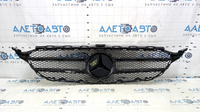 Решетка радиатора в сборе grill Mercedes C-class W205 15-18 с эмблемой без радара и камеры, песок