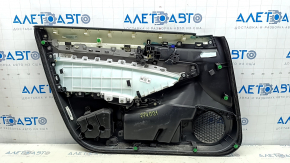 Обшивка двери карточка передняя правая Honda Accord 18-22 черная с серой вставкой кожа, подлокотник серая кожа, вставка под дерево,с ручкой, царапина