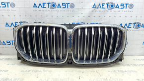 Решетка радиатора grill в сборе BMW X5 G05 19-23 с жалюзи дефлектором радиатора 3.0T с моторчиком, X-LINE, под камеру 360, хром, песок, вздулся хром