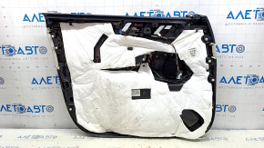 Обшивка двери карточка передняя правая BMW X5 G05 19-23 кожа schwarz/ELFENBEINWEISS, вставка под дерево Fineline Stripe, подлокотник кожа бежевая, с ручкой и накладками, под массаж, примята, тычки