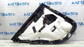 Обшивка двери карточка задняя правая BMW X5 G05 19-23 кожа schwarz/ELFENBEINWEISS без шторки, вставка под дерево Fineline Stripe, подлокотник кожа бежевая, с ручкой и накладками, под динамик