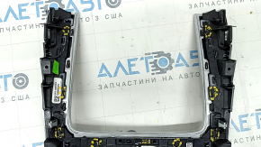 Накладка центральной консоли BMW X5 G05 19-26 под дерево Fineline Stripe, без крышки, сломаны крепления, трещины в подсветке, царапины